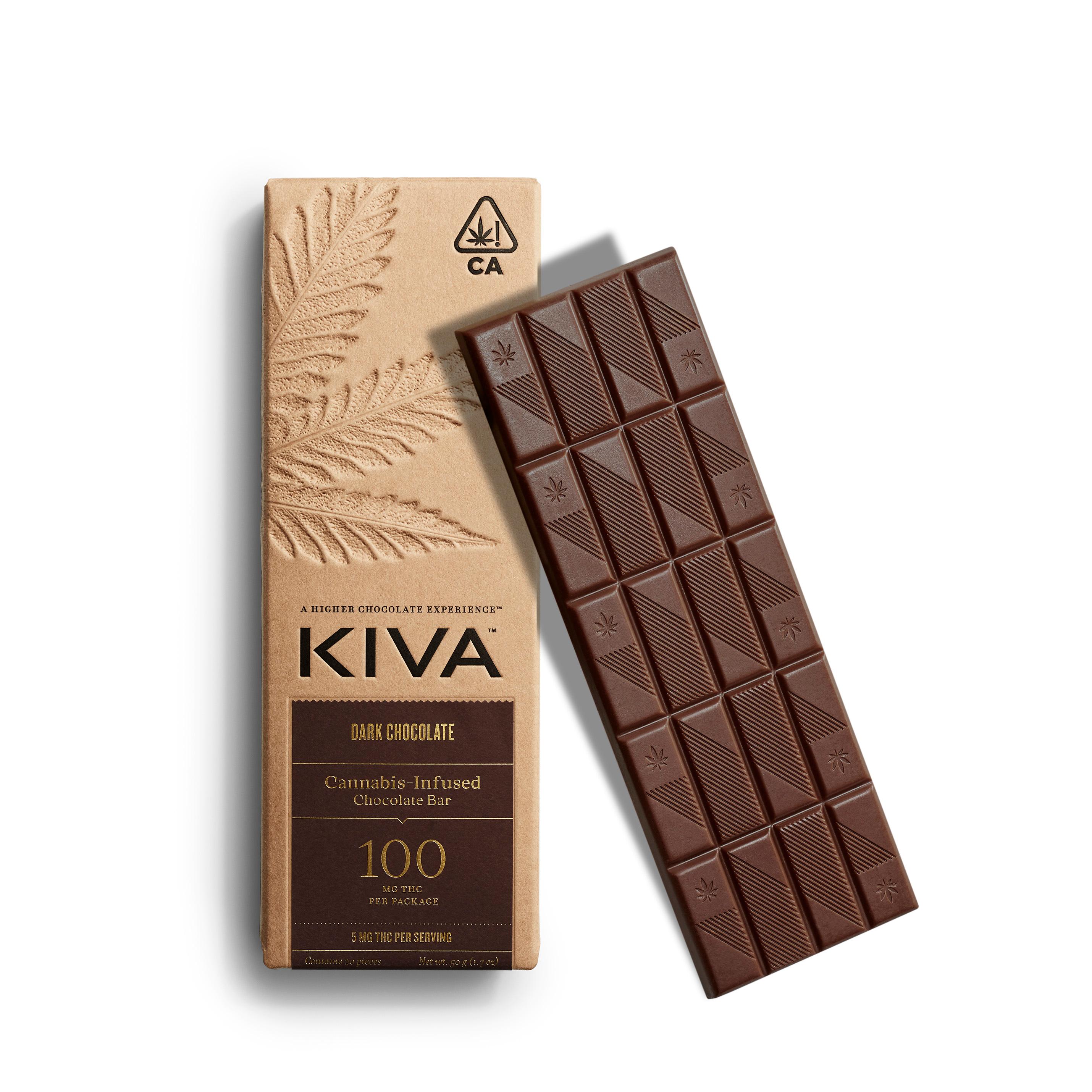 Kiva Dark Chocolate Bar 100 Mg