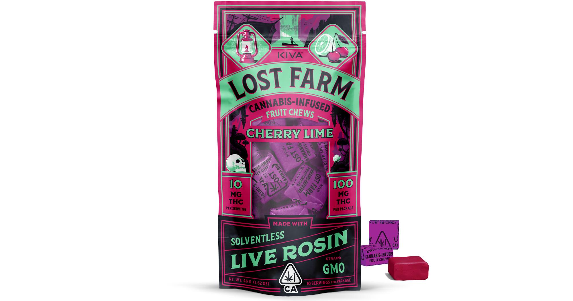 Kiva'S Lost Farm  Cherry 'Gmo' Rosin Infused Chews 100 Mg